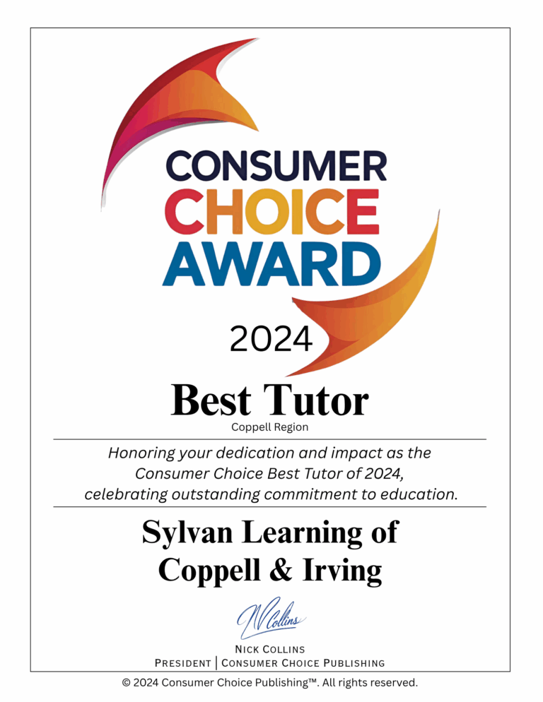 Consumer Choice Award (2024) for Tutoring Excellence for Sylvan Learning of Coppell & Irving