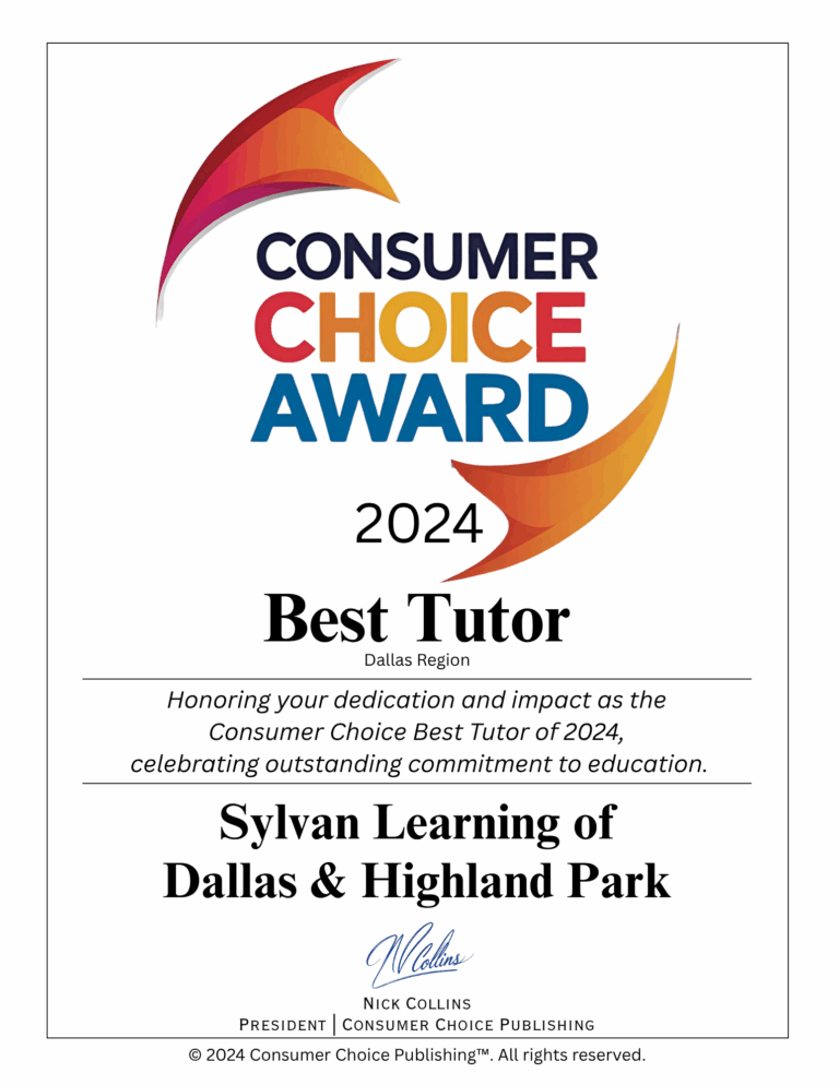 Consumer Choice Award (2024) for Tutoring Excellence for Sylvan Learning of Dallas & Highland Park