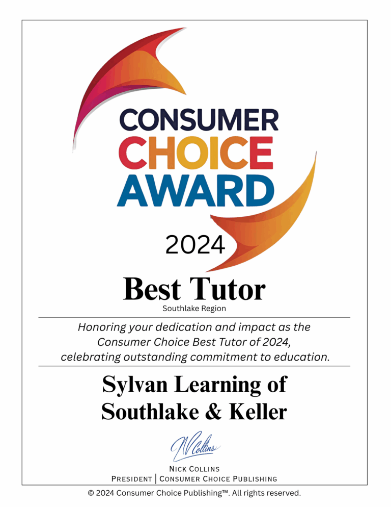 Consumer Choice Award (2024) for Tutoring Excellence for Sylvan Learning of Southlake & Keller