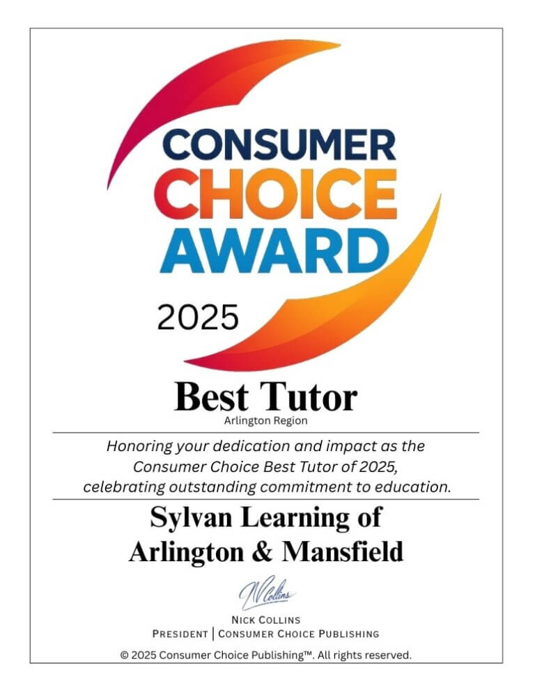 Consumer Choice Award (2025) for Tutoring Excellence for Sylvan Learning of Arlington and Mansfield