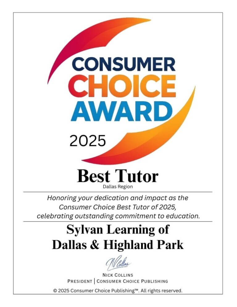 Consumer Choice Award (2025) for Tutoring Excellence for Sylvan Learning of Dallas & Highland Park