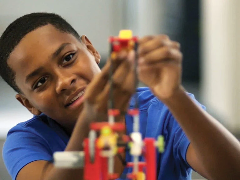 Boy working on STEM project